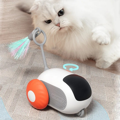 Remote Control Sports Car Cat Toy with Feathers