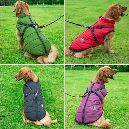 Waterproof Warm Dog Jacket with Harness