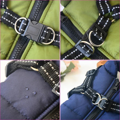 Waterproof Warm Dog Jacket with Harness